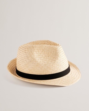 Chapeau Ted Baker Straw Trilby With Webbing Trim Beige Homme | GMF-40637813